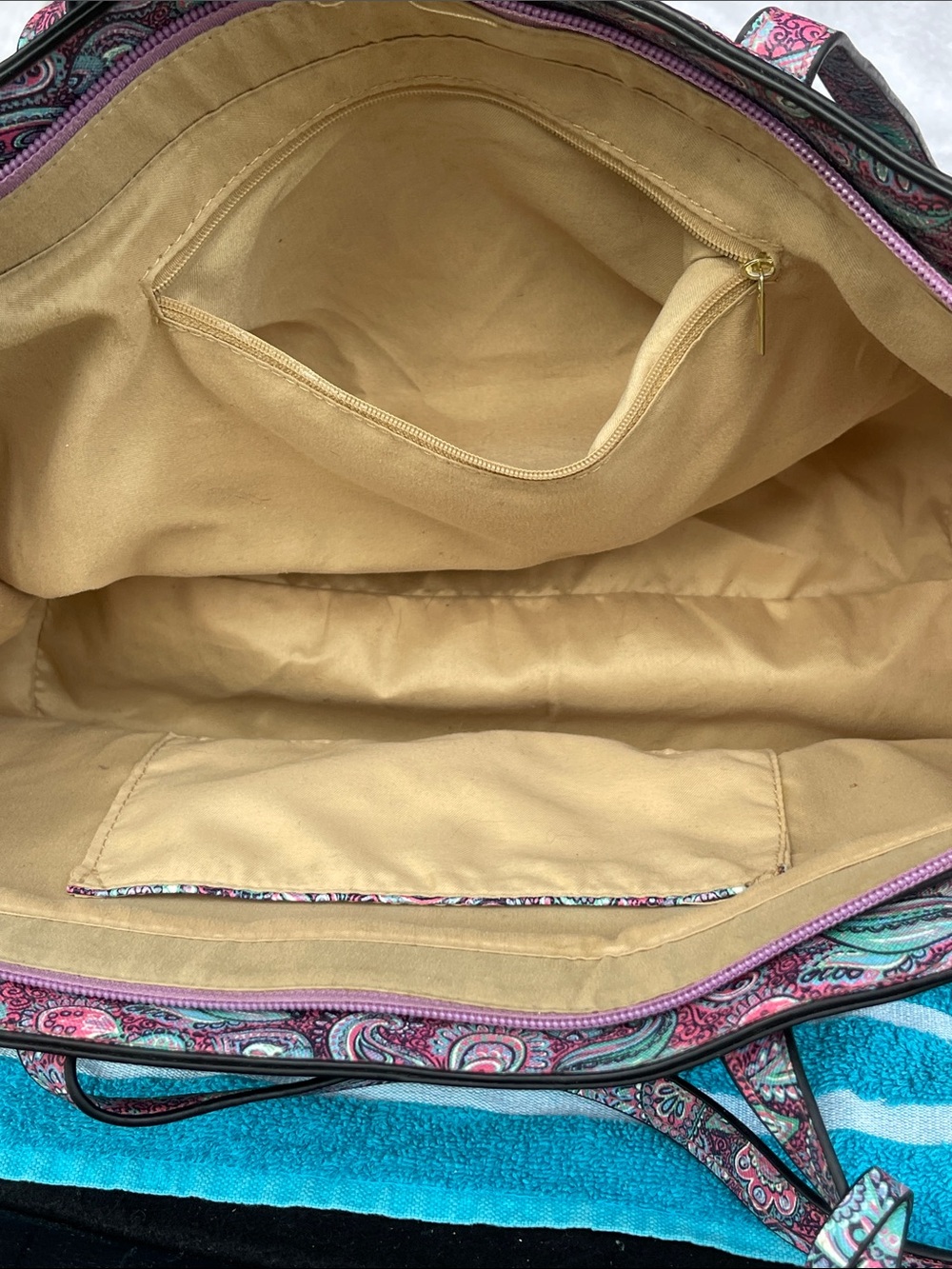 Simply Southern Pink and Teal Paisley Tote with Tassel - Picture 5 of 9